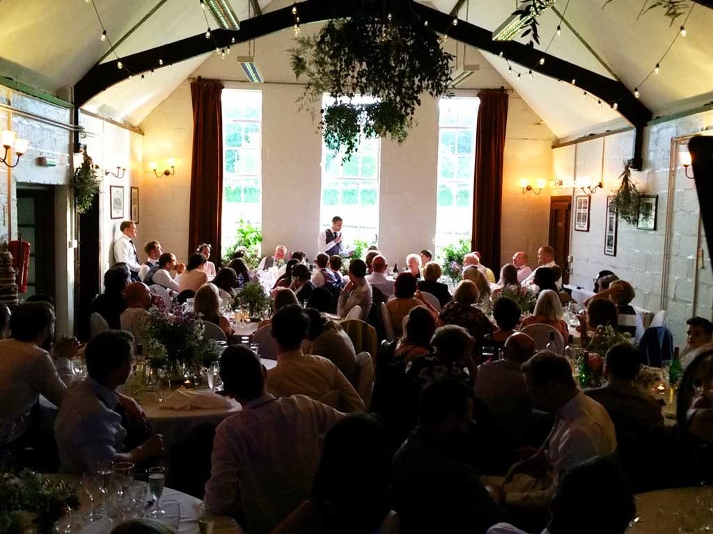 Wedding speeches at barn venue
