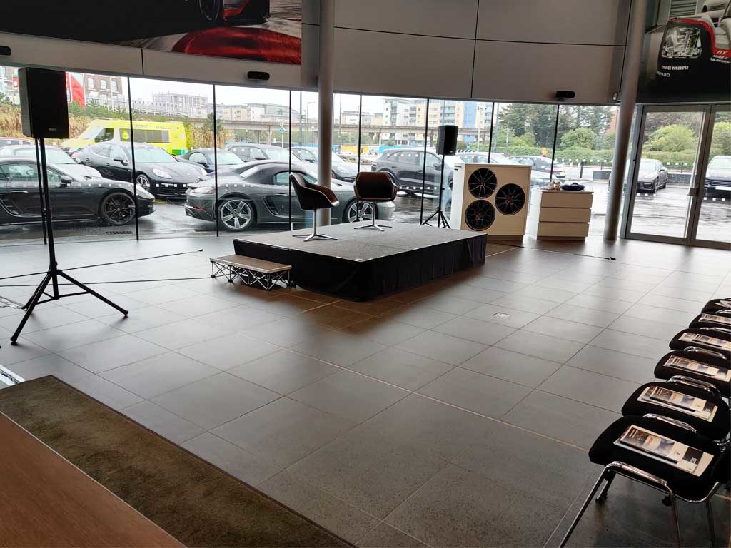 PA Speaker Stage Hire Porsche Event 2019
