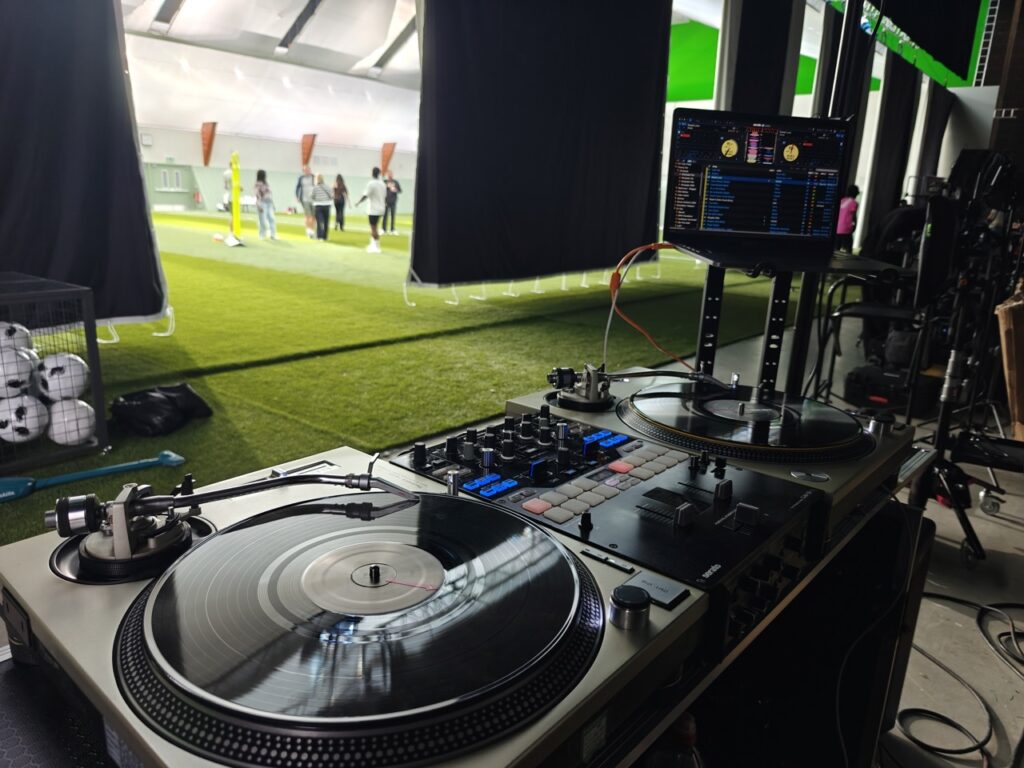 DJ hire for a commercial TV on-set shoot at Eastbrook Studios