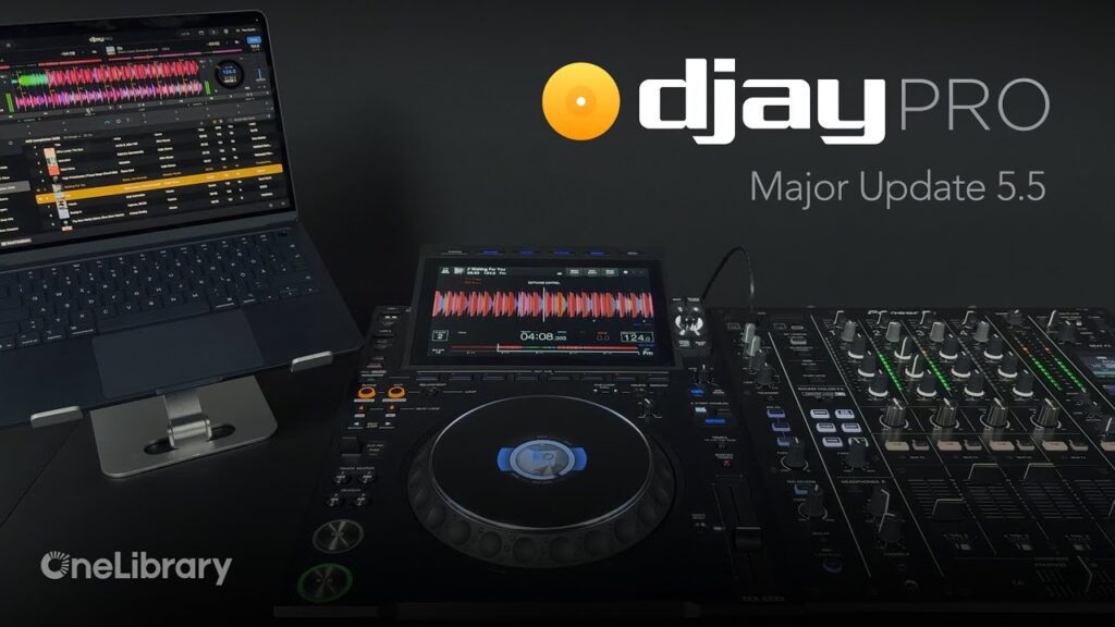 djay Pro DJ software and CDJ mixer controller setup used for professional DJ mixing